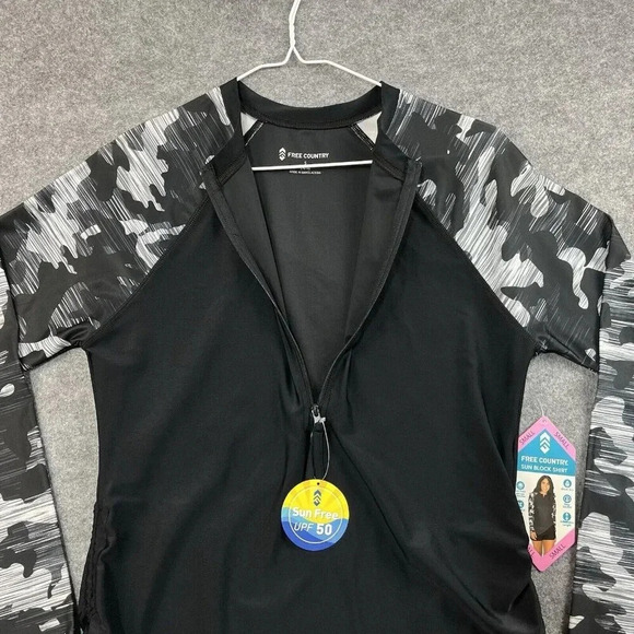 Free Country Long Sleeve Rashguard Womens Small 1/2 Zip UPF 50 Sunblock Shirt - Picture 3 of 11